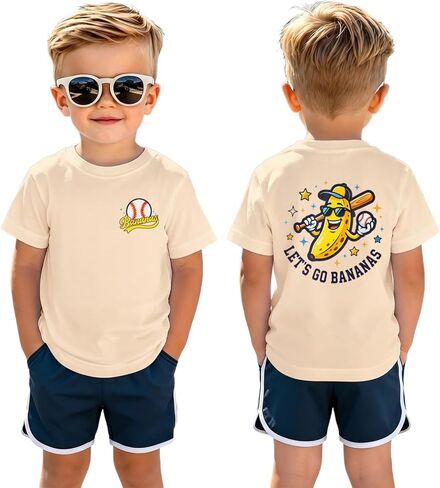 Ritatte Baseball Shirts for Toddler Boy Funny Banana Baseball Team Fan T-Shirt Kids Game Day Short Sleeve Tee Top in Kuwait