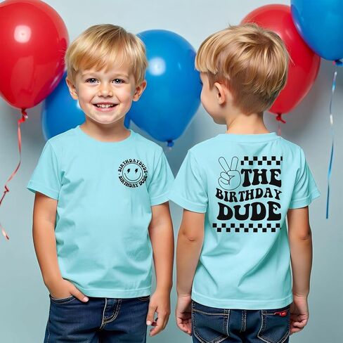 GLIGLITTR Birthday Boy Shirt Birthday Dude Tshirt 2nd 3rd 4th 5th 6th 7th 8th Toddler Boys Bday Party Short Sleeve Outfit Top in Kuwait