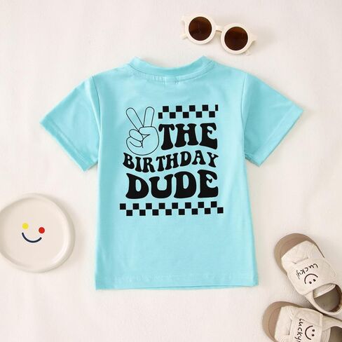 GLIGLITTR Birthday Boy Shirt Birthday Dude Tshirt 2nd 3rd 4th 5th 6th 7th 8th Toddler Boys Bday Party Short Sleeve Outfit Top in Kuwait