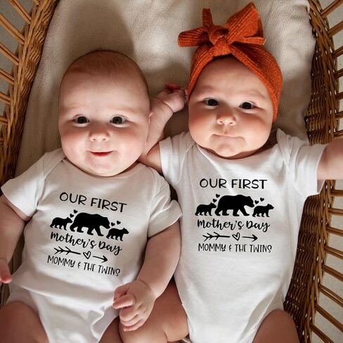 Our First Mothers Day Mommy and Me Matching Outfits For Twin Mom. Baby Girl Boy And Twin Mama Gift For 1st Mother's Day. in Kuwait