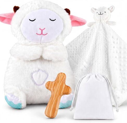 4 Pack Christian Baby Blanket Set with Praying Lamb Plush Toy Cross Comfort Baby Gifts Baptism Blanket for Newborns Toddlers in Kuwait