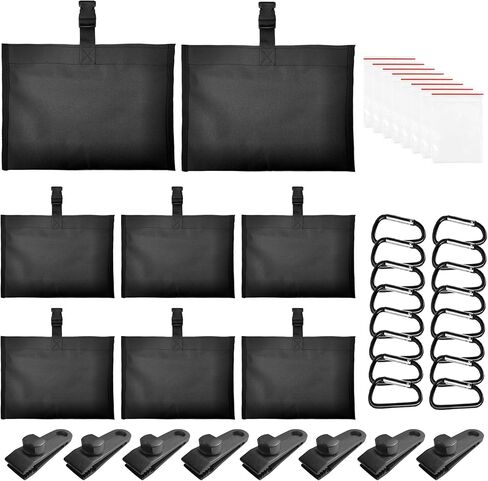 Boat Cover Sand Bags, 5 Pack Boat Cover Weights, 600D Oxford Marine Grade Fabric Sandbags for Weight, Windproof Weighted Sandbags for Mooring Kit, with Carabiners & Tarp Clips for Boat RV Canopy in Saudi Arabia