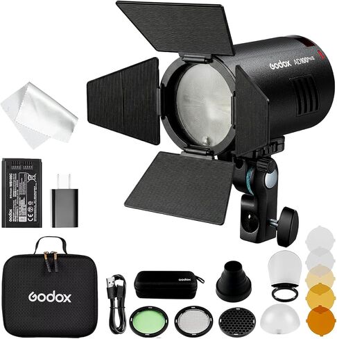 Godox AD100 Pro II AD100Pro II AD100ProII فلاش ستروب مع مجموعة AK-R1، نظام 2.4 جيجا هرتز X + وحدة 433 ميجا هرتز / 2 واط LED / 10 مستويات سطوع / 490 فرقعة كاملة الطاقة / 0.01-1.5 ثانية وقت إعادة التدوير / شحن USB-C / 1-256-1/1 in Kuwait