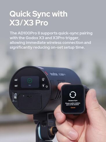 Godox AD100 Pro II AD100Pro II AD100ProII فلاش ستروب مع مجموعة AK-R1، نظام 2.4 جيجا هرتز X + وحدة 433 ميجا هرتز / 2 واط LED / 10 مستويات سطوع / 490 فرقعة كاملة الطاقة / 0.01-1.5 ثانية وقت إعادة التدوير / شحن USB-C / 1-256-1/1 in Kuwait