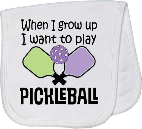 inktastic When I Grow Up I Want to Play Pickleball Baby Burp Cloth Pink 487c4 in Kuwait