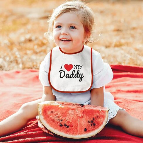 Toddler & Baby Bibs Burp Cloths Love I Love My Daddy Father Dad Cotton Baby Items for Baby Girl & Boy White Black Design Only in Saudi Arabia