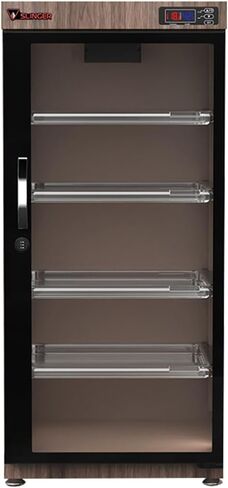 SLINGER 125L Electronic Dry Cabinet with Combination Lock (Oak) – Humidity Controlled Camera Storage, LED Display, Adjustable Shelves for Cameras, Lenses & Electronics in Kuwait