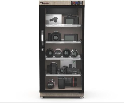 SLINGER 125L Electronic Dry Cabinet with Combination Lock (Oak) – Humidity Controlled Camera Storage, LED Display, Adjustable Shelves for Cameras, Lenses & Electronics in Kuwait