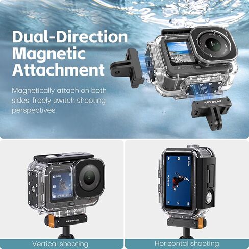 حافظة مقاومة للماء من REYGEAK لـ DJI Osmo Action 6,196FT/60M قفص حماية تحت الماء مع قاعدة تحرير سريعة لملحقات DJI Action 6 in Kuwait