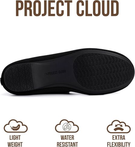 أحذية نسائية مسطحة من Project Cloud - نعل داخلي من الإسفنج الذكي أحذية باليه مسطحة للنساء - أحذية مريحة خفيفة الوزن وغير قابلة للانزلاق للنساء 2026 (Prospect-BLKKN، 7.5M) نسيج أسود in Kuwait