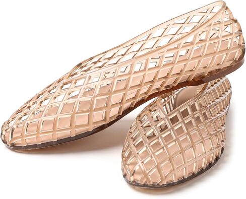Women's Jelly Shoes, Slip On Jelly Ballet Flats, Hollow Out Comfort Summer Beach Shoes in Saudi Arabia