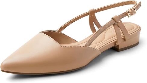 حذاء مسطح من Arromic Slingback للنساء بمقدمة مدببة حذاء نسائي مسطح مربع الشكل سهل الارتداء للأزياء الأنيقة والتاريخ والراحة في العمل المكتبي in Kuwait