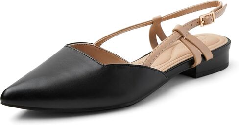 حذاء مسطح من Arromic Slingback للنساء بمقدمة مدببة حذاء نسائي مسطح مربع الشكل سهل الارتداء للأزياء الأنيقة والتاريخ والراحة في العمل المكتبي in Kuwait