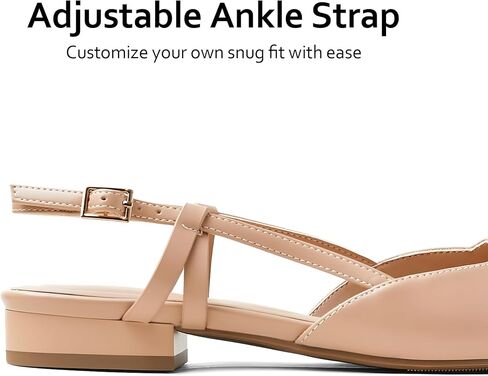 حذاء مسطح من Arromic Slingback للنساء بمقدمة مدببة حذاء نسائي مسطح مربع الشكل سهل الارتداء للأزياء الأنيقة والتاريخ والراحة في العمل المكتبي in Kuwait