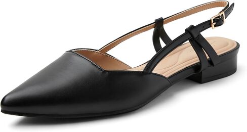 حذاء مسطح من Arromic Slingback للنساء بمقدمة مدببة حذاء نسائي مسطح مربع الشكل سهل الارتداء للأزياء الأنيقة والتاريخ والراحة في العمل المكتبي in Kuwait