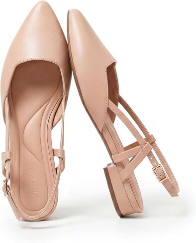 حذاء مسطح من Arromic Slingback للنساء بمقدمة مدببة حذاء نسائي مسطح مربع الشكل سهل الارتداء للأزياء الأنيقة والتاريخ والراحة في العمل المكتبي in Kuwait