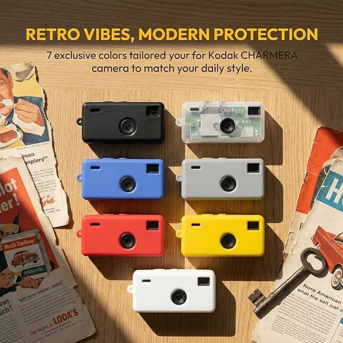 حافظة GWCASE من السيليكون لكاميرا Kodak CHARMERA الرقمية ذات سلسلة المفاتيح (صندوق أعمى 1987 كاميرا صغيرة) - غطاء واقي مقاوم للصدمات + 2 واقي شاشة وحزام معصم، فتحات دقيقة - شفافة (الجراب فقط) in Kuwait