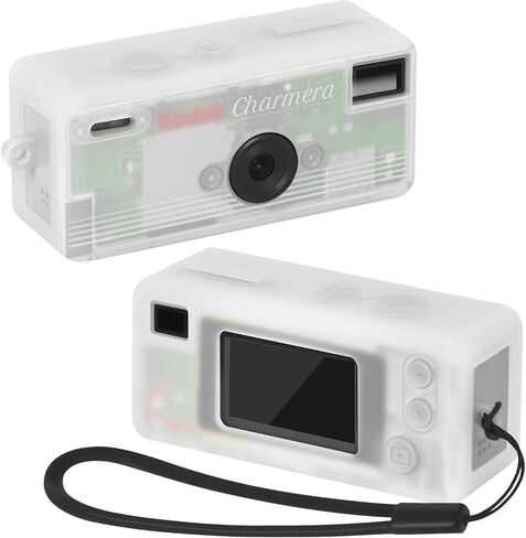 حافظة GWCASE من السيليكون لكاميرا Kodak CHARMERA الرقمية ذات سلسلة المفاتيح (صندوق أعمى 1987 كاميرا صغيرة) - غطاء واقي مقاوم للصدمات + 2 واقي شاشة وحزام معصم، فتحات دقيقة - شفافة (الجراب فقط) in Kuwait