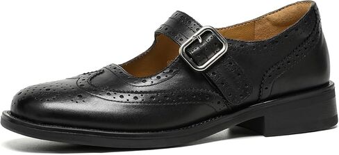 BEAU TODAY Mary Jane Shoes Women, Wingtip Brogue Leather Dress Shoes, Retro Cute Round Toe Platform Mary Janes for Women, Comfortable Casual Oxford Flats for Office Work School in Kuwait