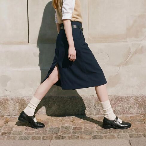 BEAU TODAY Mary Jane Shoes للسيدات، أحذية جلدية رسمية ذات طرف جناح بروغ، منصة ماري جينس ذات مقدمة مستديرة لطيفة للنساء، أحذية أكسفورد كاجوال مريحة للعمل المكتبي والمدرسة in Kuwait