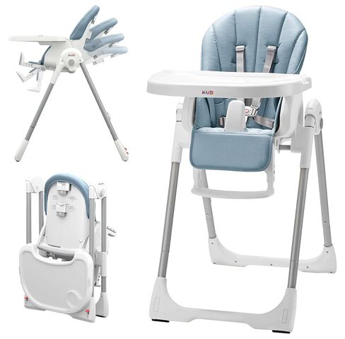 KÜB 3-in-1 Foldable Baby High Chair | Multifunctional Infant High Chairs for Babies and Toddlers | Removable Seat & Tray for Easy Clean | 7 Height & 4 Recline Adjustable | 2 Locking Wheels(Grey) in Kuwait