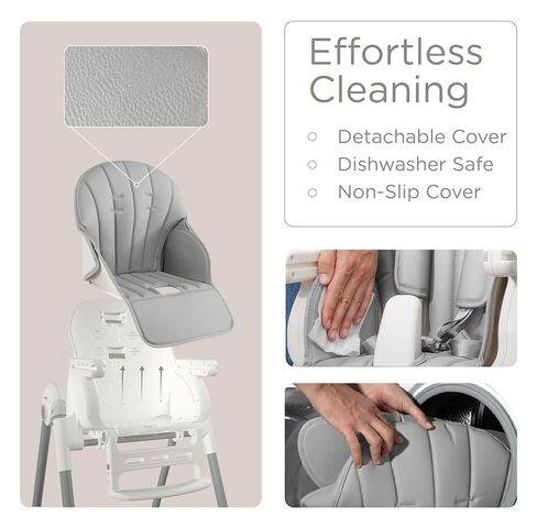 KÜB 3-in-1 Foldable & Portable Baby High Chair with 2 Lockable Wheels(Grey) | 7 Height & 4 Recline Adjustable High Chairs for Babies and Toddlers with Removable Seat & Tray for Easy Clean in Saudi Arabia