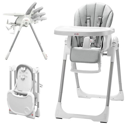 KÜB 3-in-1 Foldable & Portable Baby High Chair with 2 Lockable Wheels(Grey) | 7 Height & 4 Recline Adjustable High Chairs for Babies and Toddlers with Removable Seat & Tray for Easy Clean in Saudi Arabia