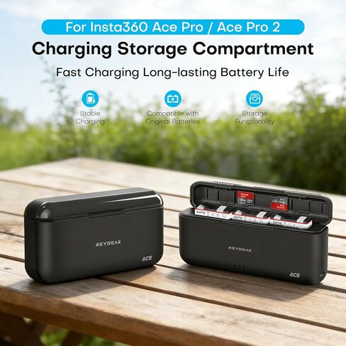 REYGEAK Battery and Charger for Insta360 Ace Pro 2/Ace Pro,2 Pack 1900mAh Batteries Charger Set with Triple Charging Slots,Compatible with Insta360 Ace/Ace Pro Action Camera in Kuwait