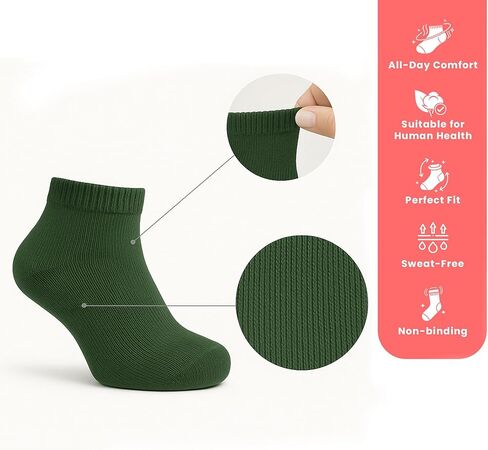 Baby Toddler Ankle Socks 5 Pairs | Soft Cotton Crew Socks for Boys & Girls | Newborn Infant Kids Breathable Seamless Sock Set in Kuwait
