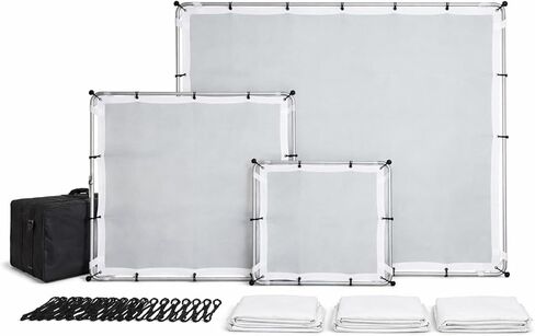 Glide Gear BFS 50 Compact Butterfly Scrim Kit 2' x 3.6' – White Diffusion + Double-Sided Black/Silver Reflector – Includes 2 Frames & 2 Scrims & Stabilization Kit in Kuwait