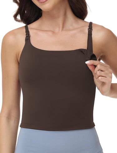 Foucome Nursing Tank Tops for Breastfeeding Scoop Neck U Back Adjustable Straps Nursing Camisoles Yoga Workout Shirts in Kuwait