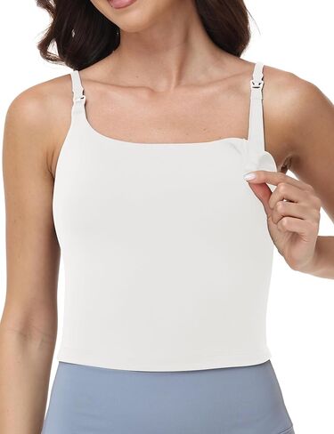Foucome Nursing Tank Tops for Breastfeeding Scoop Neck U Back Adjustable Straps Nursing Camisoles Yoga Workout Shirts in Saudi Arabia