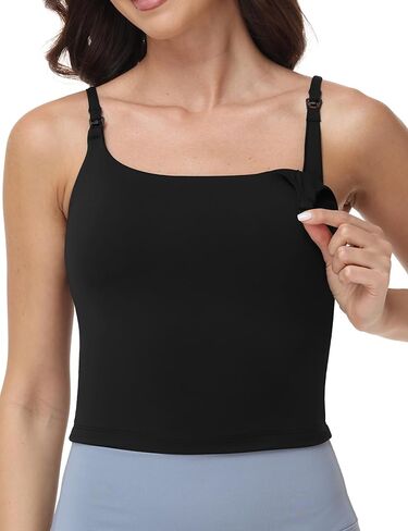Foucome Nursing Tank Tops for Breastfeeding Scoop Neck U Back Adjustable Straps Nursing Camisoles Yoga Workout Shirts in Saudi Arabia