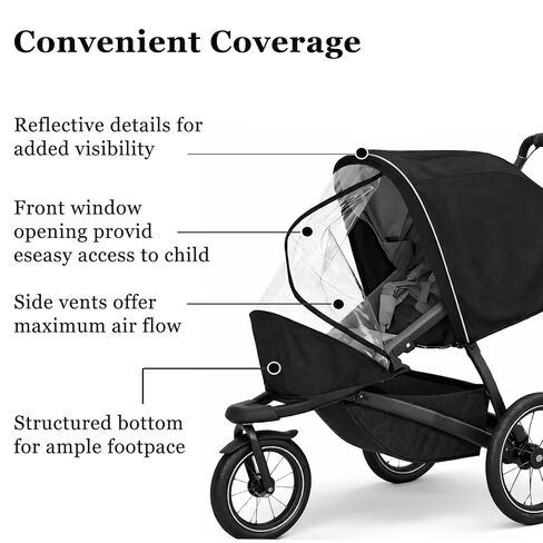 غطاء المطر يناسب عربة الأطفال الفردية Thule Urban Glide 3، عربة الأطفال المقاومة للماء والرياح مع نافذة بسحاب، وفتحات تهوية قابلة للتنفس، وشرائط عاكسة وحقيبة تخزين، واقي لجميع المواسم in Kuwait