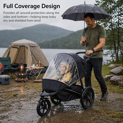 غطاء المطر يناسب عربة الأطفال الفردية Thule Urban Glide 3، عربة الأطفال المقاومة للماء والرياح مع نافذة بسحاب، وفتحات تهوية قابلة للتنفس، وشرائط عاكسة وحقيبة تخزين، واقي لجميع المواسم in Kuwait