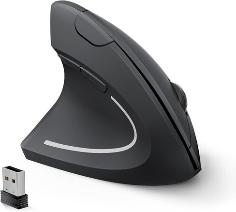 Lekvey ماوس مريح لليد اليسرى، ماوس لاسلكي عمودي لليد اليسرى، 2.4 جيجا USB ماوس نفق رسغي يسار، 3 نقطة لكل بوصة قابلة للتعديل، 6 أزرار، لأجهزة الكمبيوتر المحمول، الكمبيوتر الشخصي، الكمبيوتر، ماك، ويندوز، سطح المكتب - أسود in Kuwait