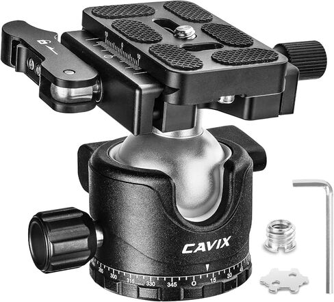 رأس حامل ثلاثي القوائم من CAVIX H-46F، رأس كاميرا ذات رأس كروي معدني منخفض الجاذبية، رأس كروي بانورامي مع لوحة إطلاق سريعة أركا سويسرية 1/4 بوصة للحامل ثلاثي الأرجل، مونوبود، DSLR، الكاميرا، 44 رطل/20 كجم أقصى حمل in Kuwait