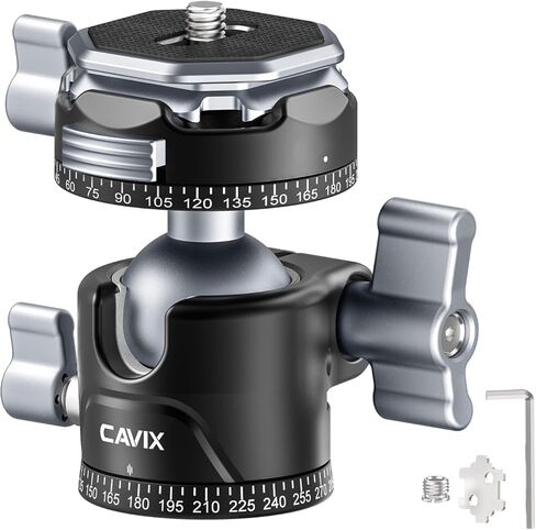 CAVIX H-46F Lever Tripod Head, Low Gravity Metal Ball Head Camera Head, Panoramic Ball Head with 1/4" Arca Swiss Quick Release Plate for Tripod, Monopod, DSLR, Camera, 44lbs/20kg Max Load in Saudi Arabia