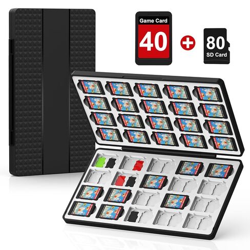 حافظة بطاقة ألعاب Jimofuga 40 لجهاز Nintendo Switch 2/OLED/Switch/Switch Lite، تحمل 40 بطاقة ألعاب و80 بطاقة Micro SD كهدية عيد الحب، بطاقة ألعاب محمولة للسفر واقية in Kuwait