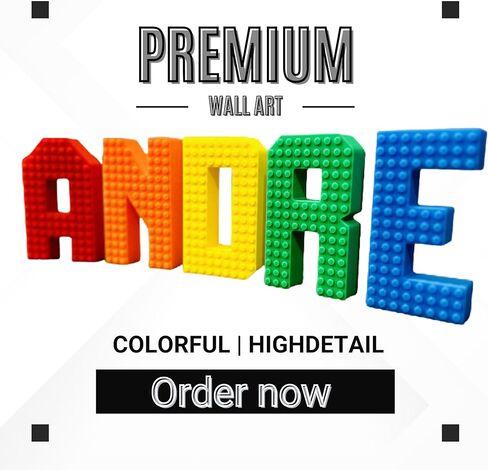 Custom Building Block Wall Letters, Personalized Name Display, Rainbow Colored Brick Style Alphabet Decor, Customizable in Kuwait