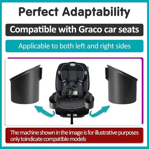 قطعتان من حاملات أكواب مقعد السيارة لـ Graco 4Ever DLX، حامل أكواب واحد آمن للاستخدام في غسالة الأطباق، ملحق بديل متين لمقاعد سيارة الأطفال الصغار، يناسب الجانب الأيسر أو الأيمن (أسود) in Kuwait