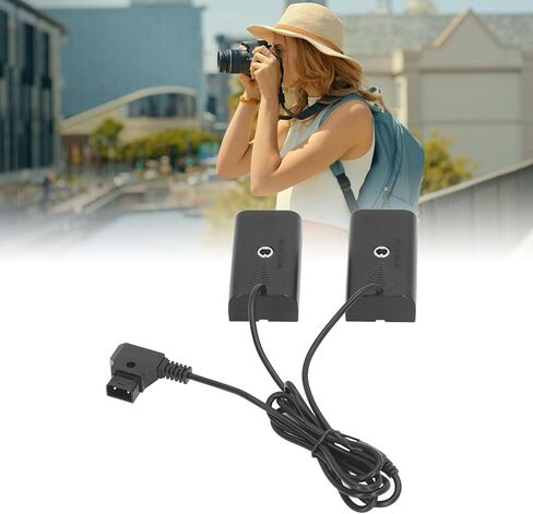 D - Tap to NP - F970 F570 F550 Dummy Battery, 2 - in - 1 DC Coupler for Digital Camera and LED Light, Dual F550 Output 7.4V 3A with 1.2m Cable for Ninja V Monitor in Kuwait
