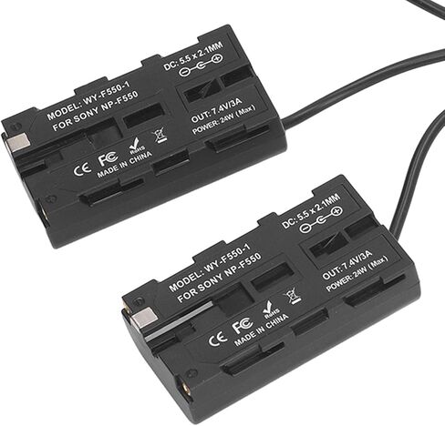 D - Tap to NP - F970 F570 F550 Dummy Battery, 2 - in - 1 DC Coupler for Digital Camera and LED Light, Dual F550 Output 7.4V 3A with 1.2m Cable for Ninja V Monitor in Kuwait