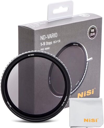 NiSi - 86mm True Color ND-Vario + Cleaning Cloth - Variable ND Filter 1-5 Stops (ND2-ND32), Dustproof and Waterproof Nano Coating Optical Glass, No Vignetting, w/Lens Filter Case and Lens Cap in Saudi Arabia
