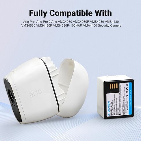 Arlo A-1 A-1B A-1C Battery and Charger, for Arlo Pro/Pro 2 and VMC4030 VMC4030P VMS4230 VMS4430 VMS4530 VMS4430P VMS4530P-100NAR VMA4400 Security Camera (2 Batteries+Charger) in Kuwait
