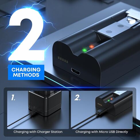 2-Pack Replacement Battery for Ring Doorbell - 6040mAh Rechargeable Camera Batteries with LED Display Charger Station for Ring Video Doorbell 2/3/3 Plus/4, Spotlight Cam, Stick Up Cam and Peephole Cam in Kuwait