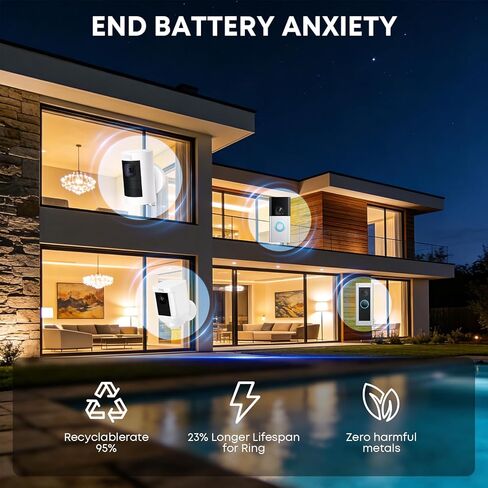 2-Pack Replacement Battery for Ring Doorbell - 6040mAh Rechargeable Camera Batteries with LED Display Charger Station for Ring Video Doorbell 2/3/3 Plus/4, Spotlight Cam, Stick Up Cam and Peephole Cam in Kuwait