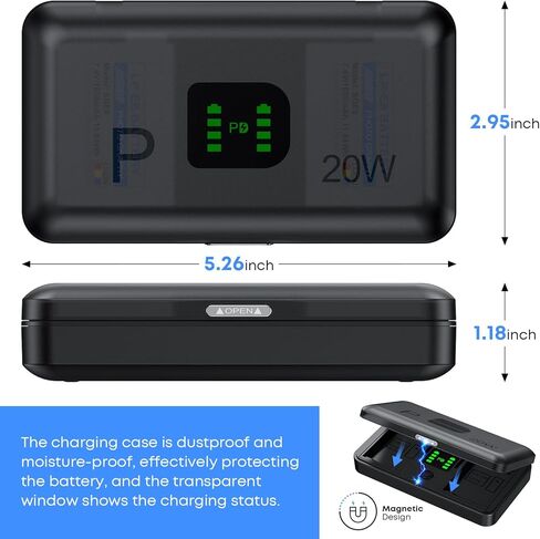LP-E8 Battery 1600mAh (2-Pack) with PD 20W USB Fast Charger & LED Display, Set for Canon Rebel T2i, T3i, T4i, T5i, 550D, 600D, 650D, 700D, Kiss X4, X5, X6, X6i, X7i, Rechargeable Batteries Case in Kuwait