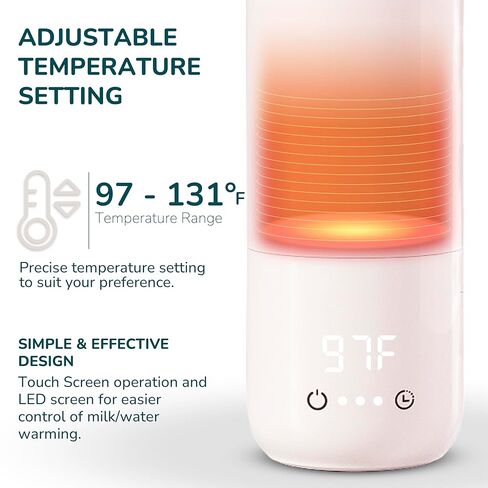 BooBoo Baby Portable Milk Bottle Warmer for Travel | Fast Heating for Breast Milk, Formula Milk & Water | Large Capacity, Long Battery Life - Ideal for Cars, Planes & On The Go in Kuwait