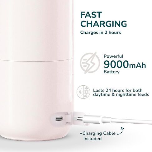 BooBoo Baby Portable Milk Bottle Warmer for Travel | Fast Heating for Breast Milk, Formula Milk & Water | Large Capacity, Long Battery Life - Ideal for Cars, Planes & On The Go in Kuwait